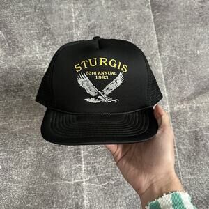 Men's Vintage 90's 1993 Harley Davidson Eagle Sturgis Trucker Snapback Hat Cap